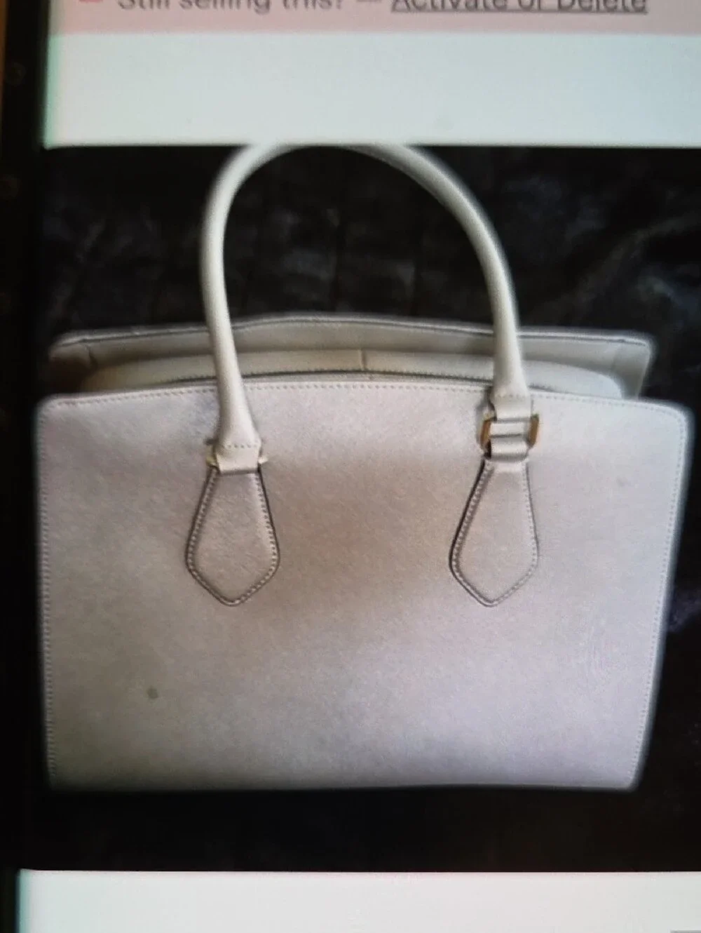 Calvin Klein Neutral Taupe Saffiano Satchel